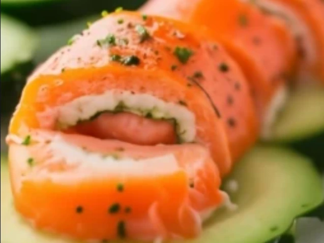 Chatelaine Smoked Salmon Roll on Cucumber